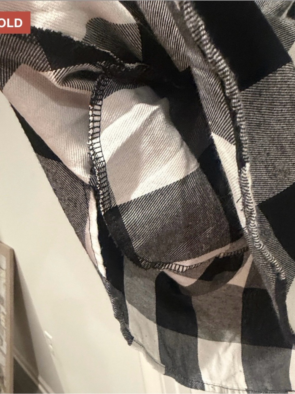 Black and White Buffalo Plaid Shirt Dress with Belt - Picture 3 of 4